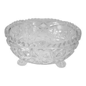 Vintage Clear Crystal Daisy Patterned Trinket Candy Dish Bowl
